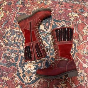 Bos. & Co. Harrison Women's Red Suede Leather Lace Up Casual Boots Size: 38/7.5